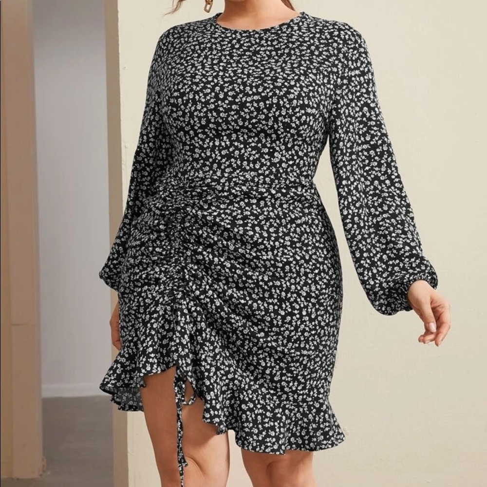 NWT Floral Dress with Ruched Hem